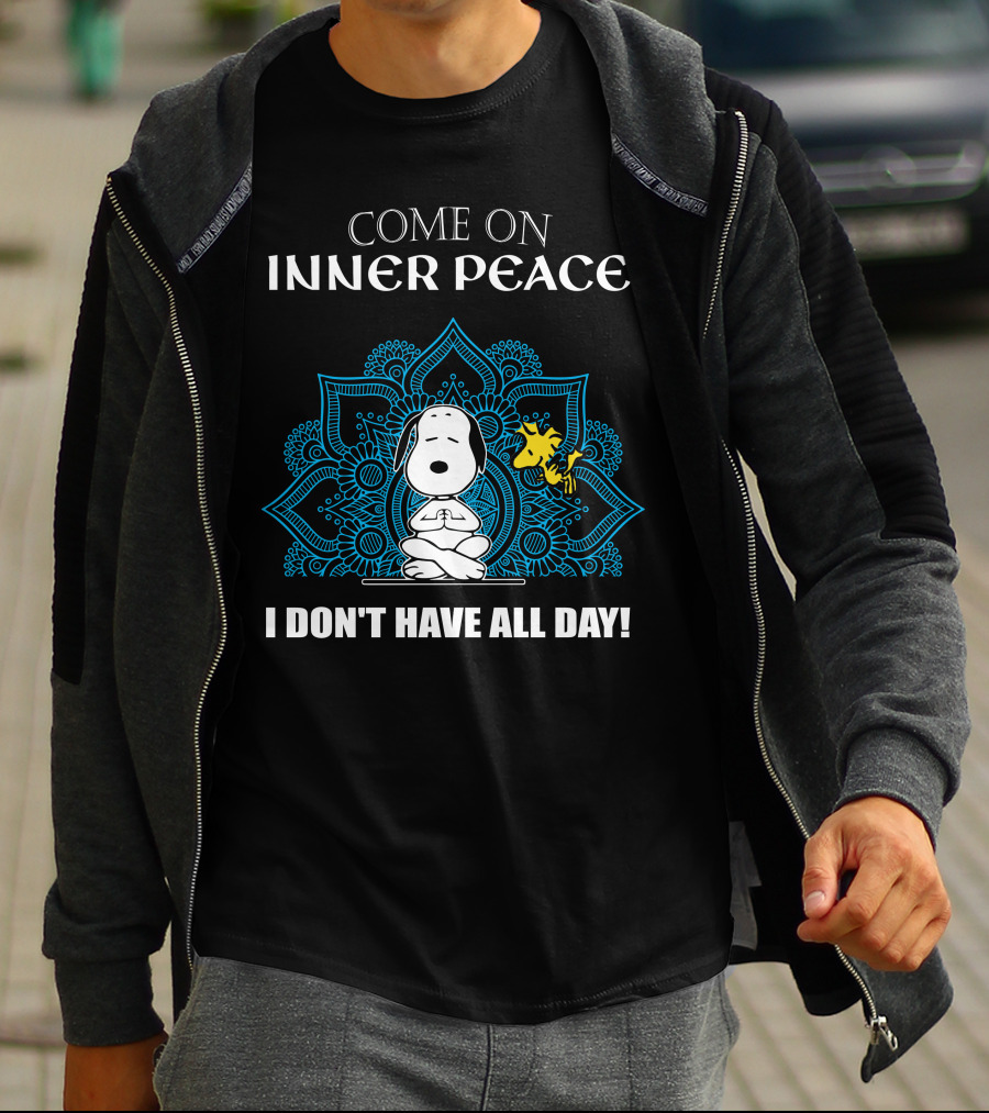 Come On Inner Peace I Don't Have All Day Snoopy And Woodstock Lotus Mandala T-Shirt
