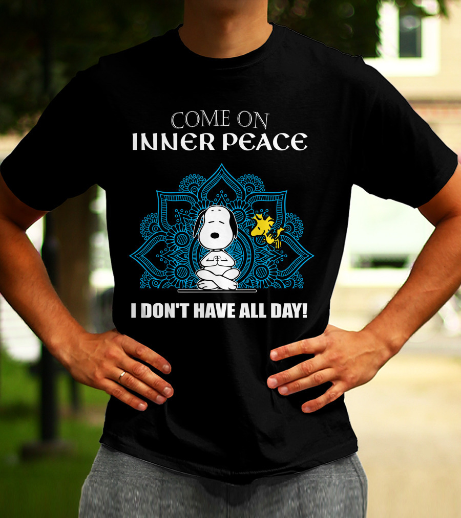 Come On Inner Peace I Don't Have All Day Snoopy And Woodstock Lotus Mandala T-Shirt