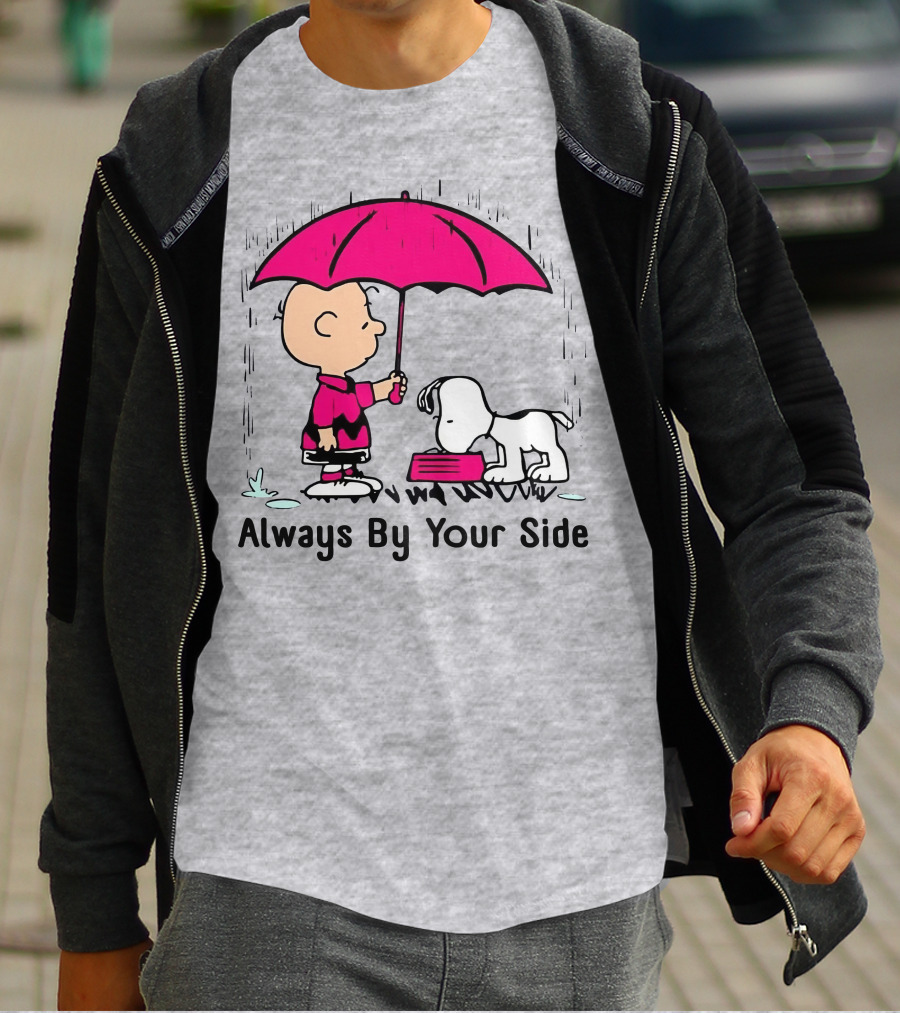Always By Your Side Charlie Brown Snoopy Umbrella T-Shirt