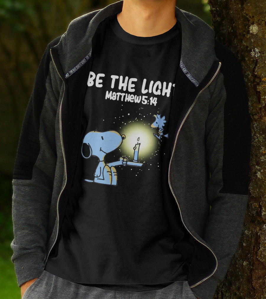 Be The Light Matthew 5:14 Snoopy Holding Candle Woodstock T-Shirt