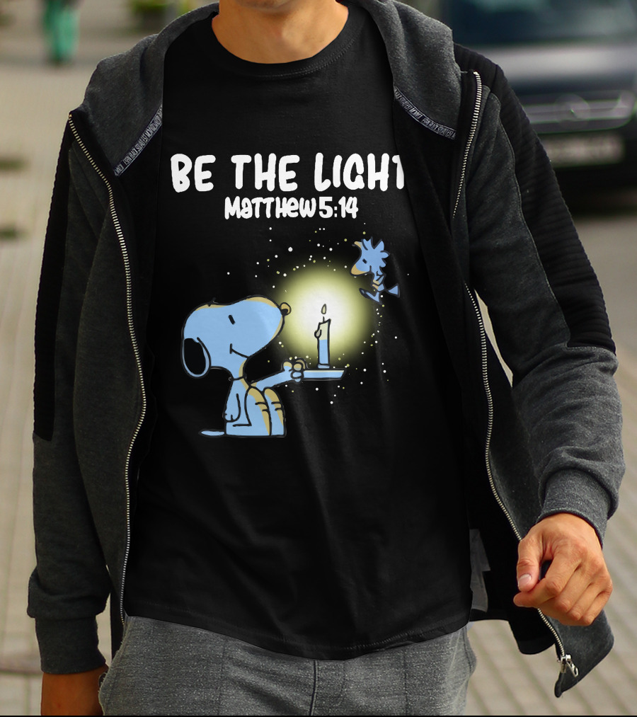 Be The Light Matthew 5:14 Snoopy Holding Candle Woodstock T-Shirt