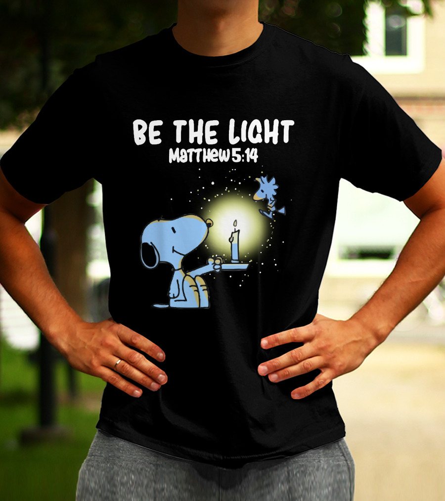 Be The Light Matthew 5:14 Snoopy Holding Candle Woodstock T-Shirt