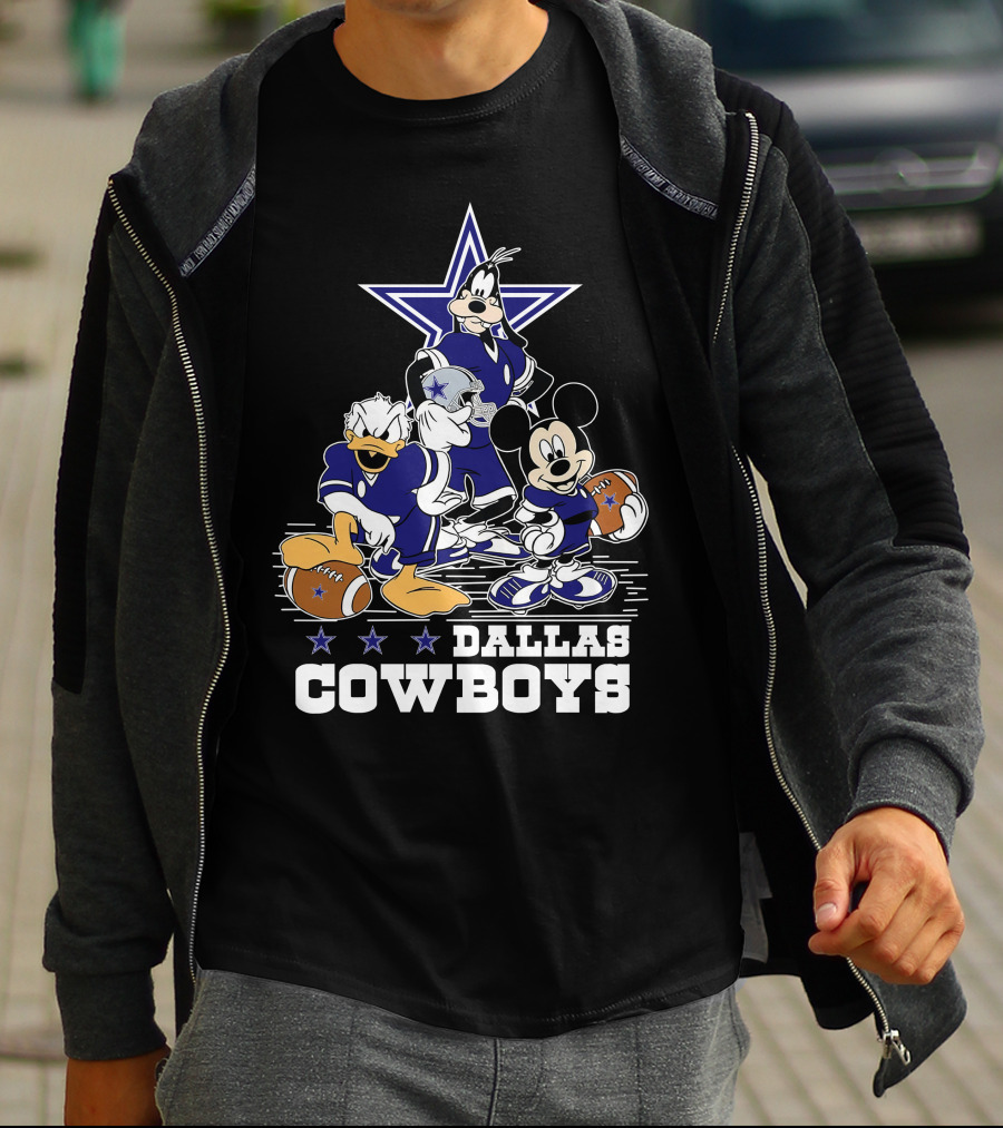 Mickey Mouse Donald Goofy Dallas Cowboys Football Stars T-Shirt