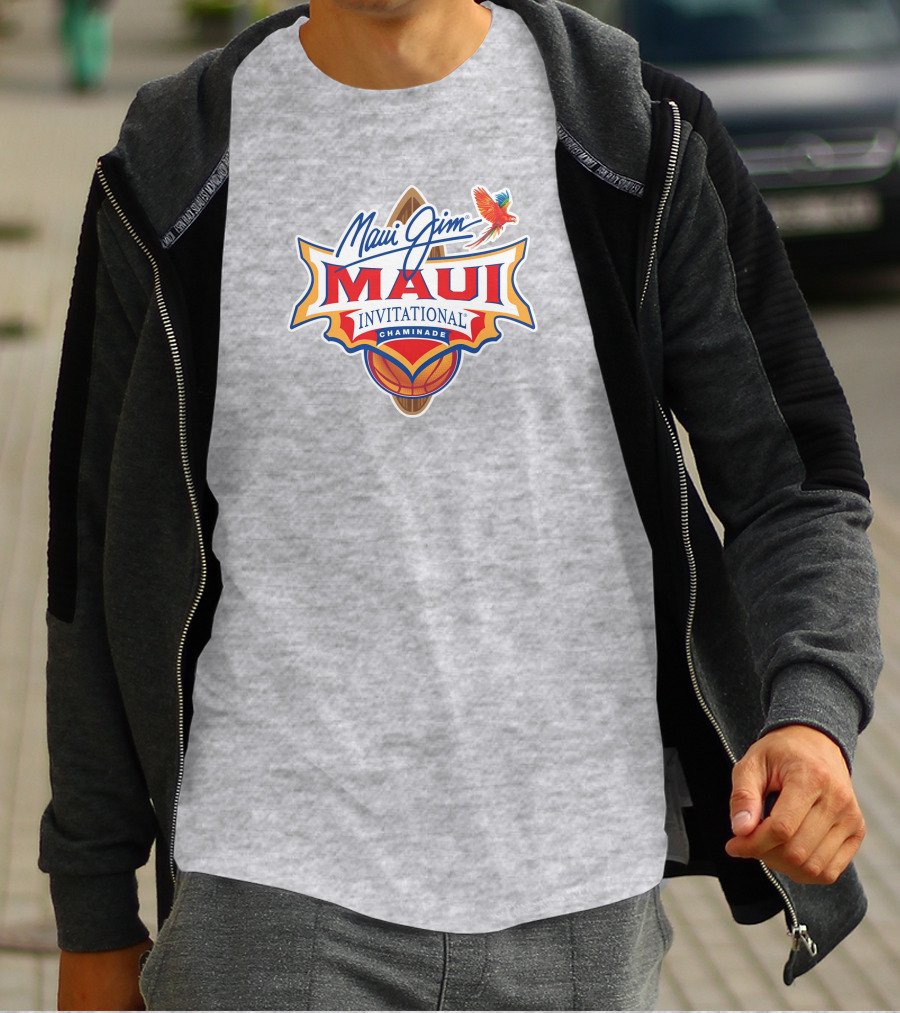 Maui Jim Invitational Chaminade Basketball Surfboard Logo עם תוכי T-Shirt