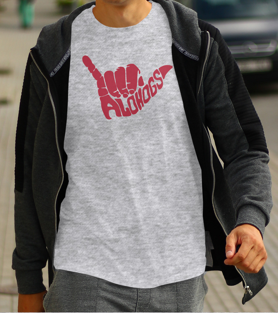 Shaka Hand Gesture With Alohogs Text T-Shirt