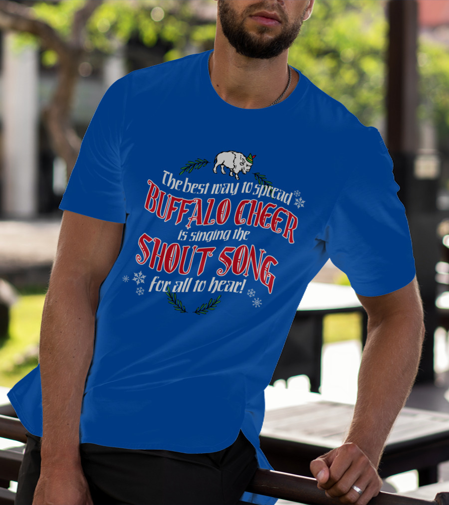 Buffalo Cheer With Shout Song Festive Buffalo Snowflakes T-Shirt