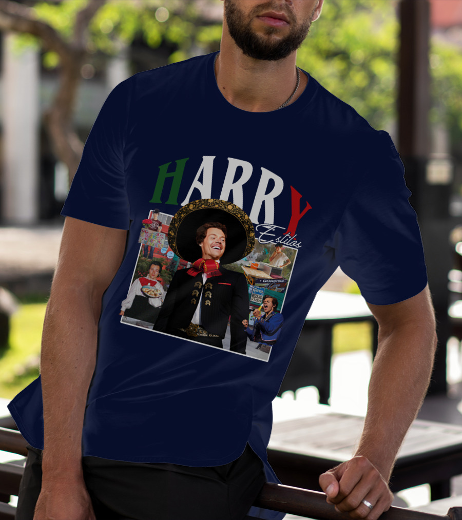 HARRY Estilos Mariachi Themed Collage In Festive Attire T-Shirt