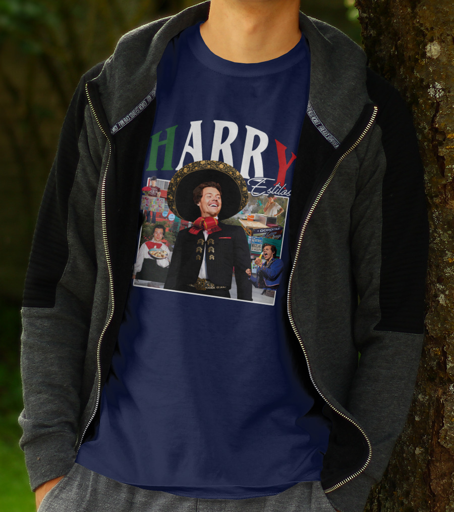 HARRY Estilos Mariachi Themed Collage In Festive Attire T-Shirt