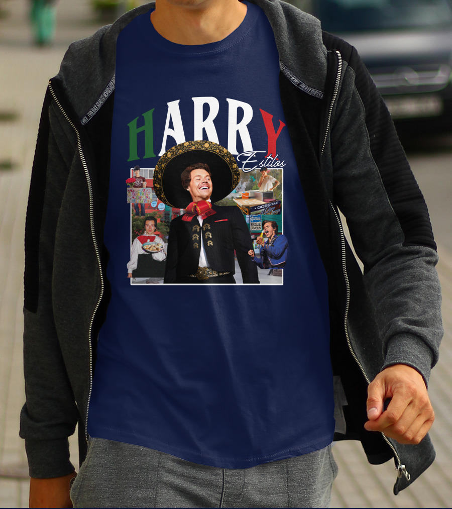 HARRY Estilos Mariachi Themed Collage In Festive Attire T-Shirt