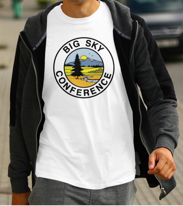 Big Sky Conference Nature Scene With Mountains And River Saxum T-Shirt
