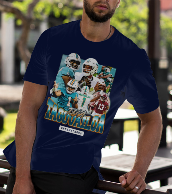 Dreamathon Tua Tagovailoa Collage Football Action T-Shirt
