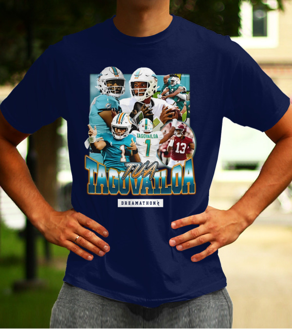 Dreamathon Tua Tagovailoa Collage Football Action T-Shirt