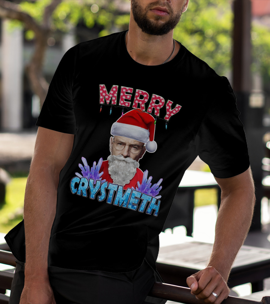 Merry Crystmeth Santa With Breaking Bad Inspired Elements T-Shirt