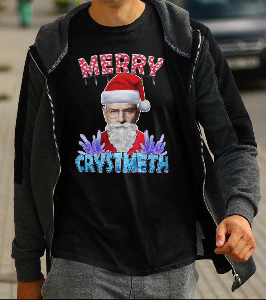 Merry Crystmeth Santa With Breaking Bad Inspired Elements T-Shirt