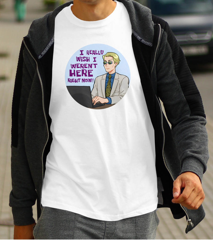 I Really Wish I Weren't Here Right Now Jujutsu Character With Sunglasses T-Shirt