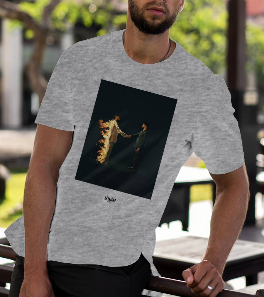 Boston Celtics Jayson Tatum Jaylen Brown Fire Handshake T-Shirt