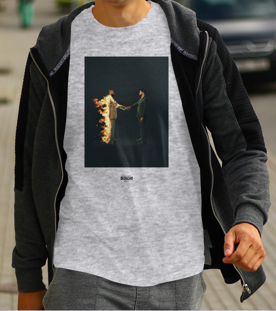 Boston Celtics Jayson Tatum Jaylen Brown Fire Handshake T-Shirt