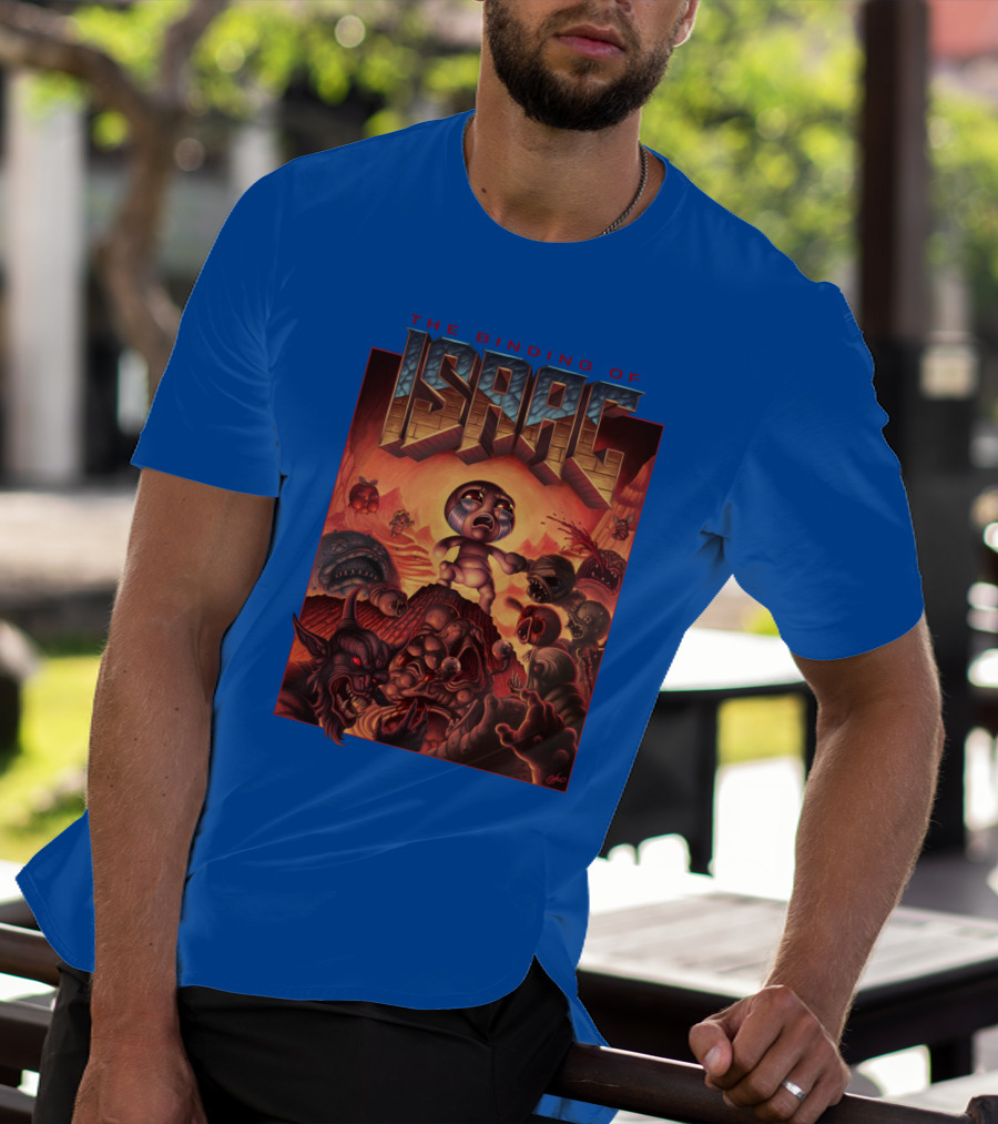 The Binding Of Isaac Dramatic Monster Battle Scene With Detailed Character T-Shirt