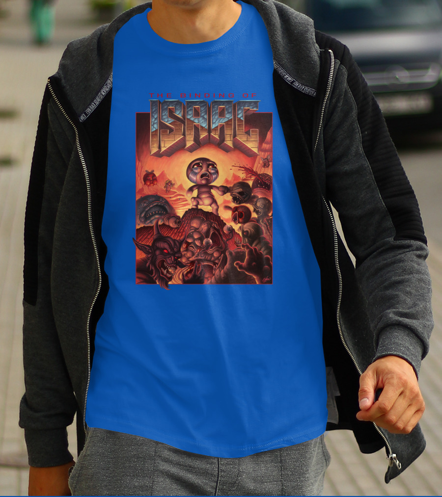 The Binding Of Isaac Dramatic Monster Battle Scene With Detailed Character T-Shirt