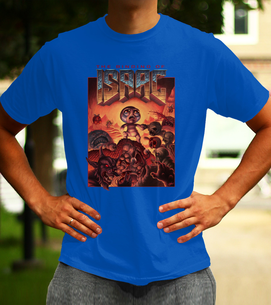 The Binding Of Isaac Dramatic Monster Battle Scene With Detailed Character T-Shirt