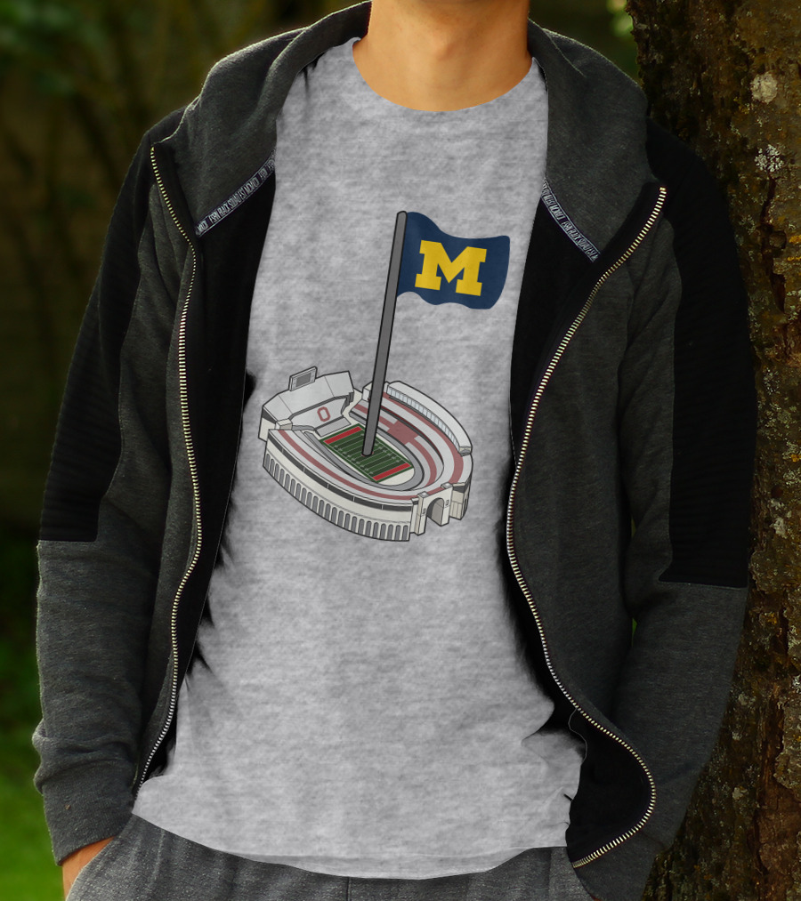 Michigan M Flag Over Rival Stadium T-Shirt