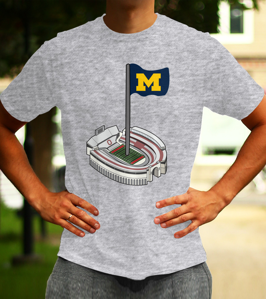 Michigan M Flag Over Rival Stadium T-Shirt