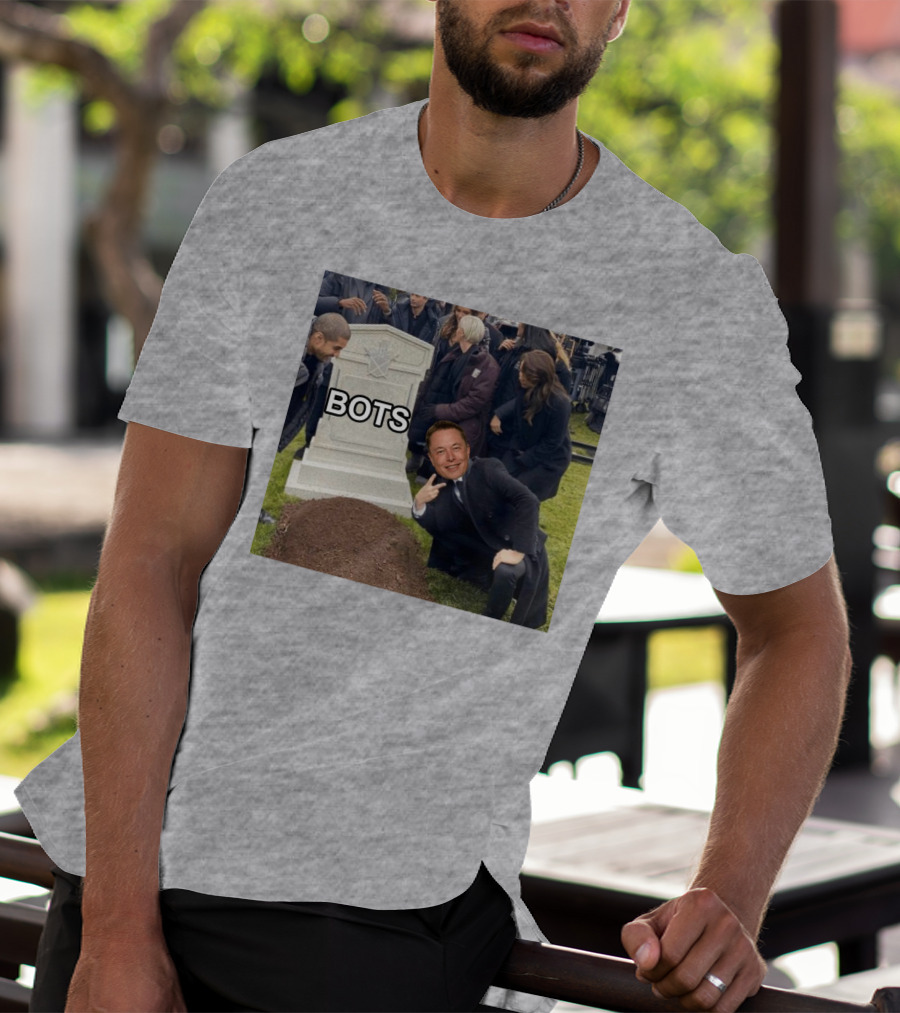 Elon Musk Bots Meme Graveyard Scene T-Shirt