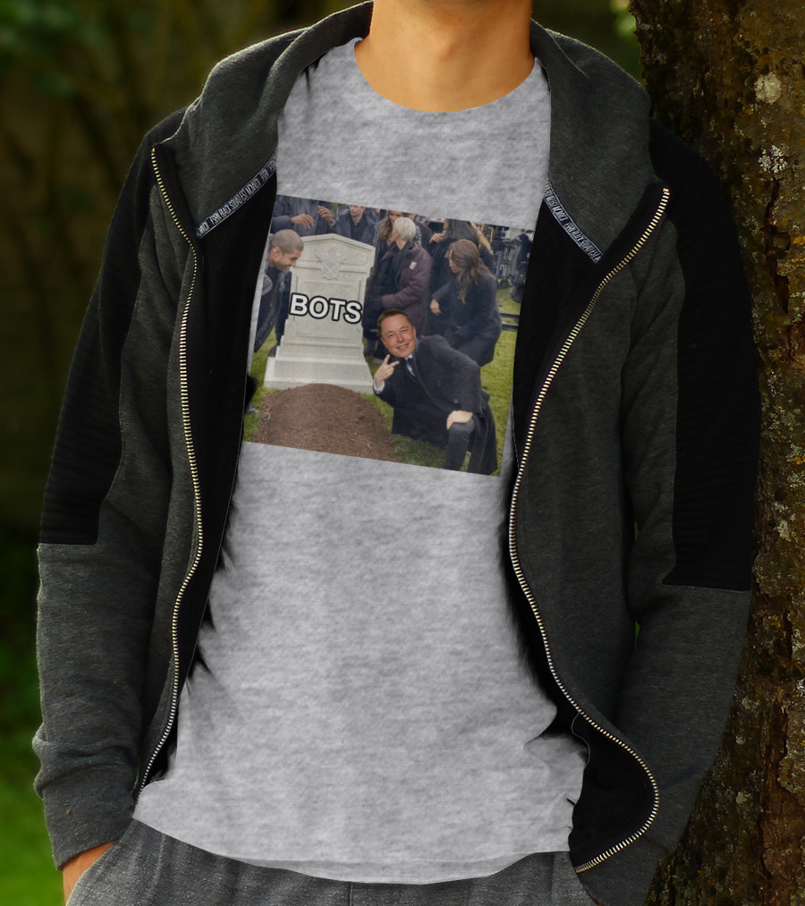 Elon Musk Bots Meme Graveyard Scene T-Shirt