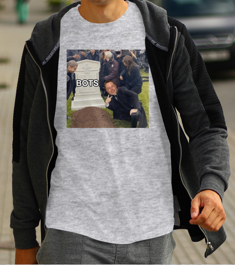 Elon Musk Bots Meme Graveyard Scene T-Shirt
