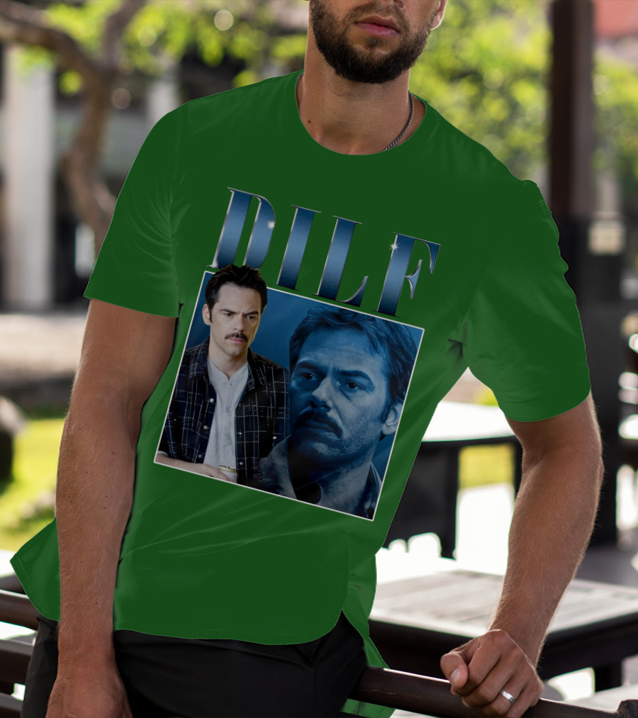 Charlie Swan DILF Mustache Double T-Shirt