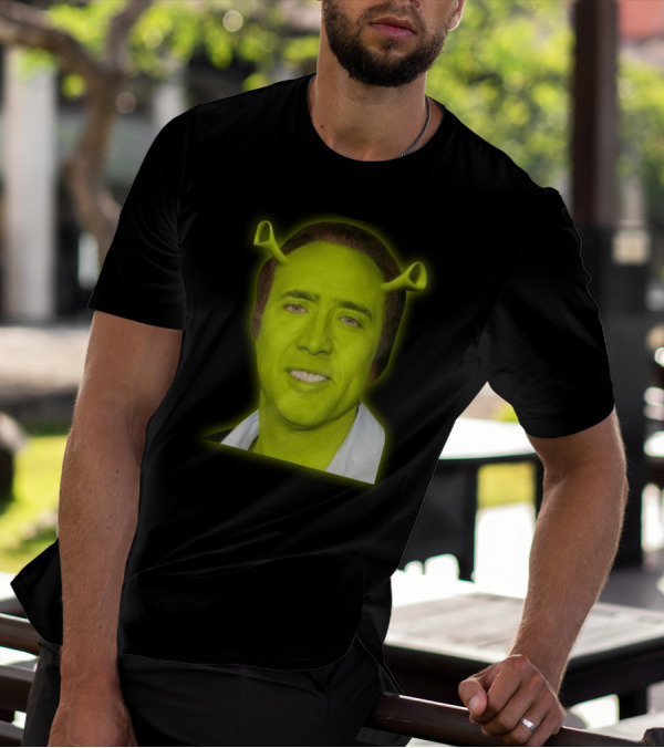 Shrekolas Cage Meme Mashup Face Fusion Character Elements T-Shirt