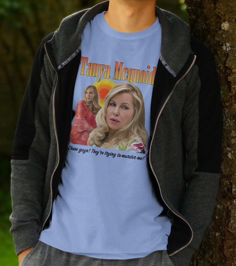 Tanya Mcquoid These Gays They're Trying To Murder Me Retro Sunset T-Shirt
