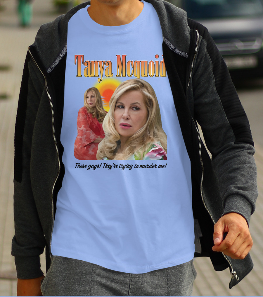 Tanya Mcquoid These Gays They're Trying To Murder Me Retro Sunset T-Shirt