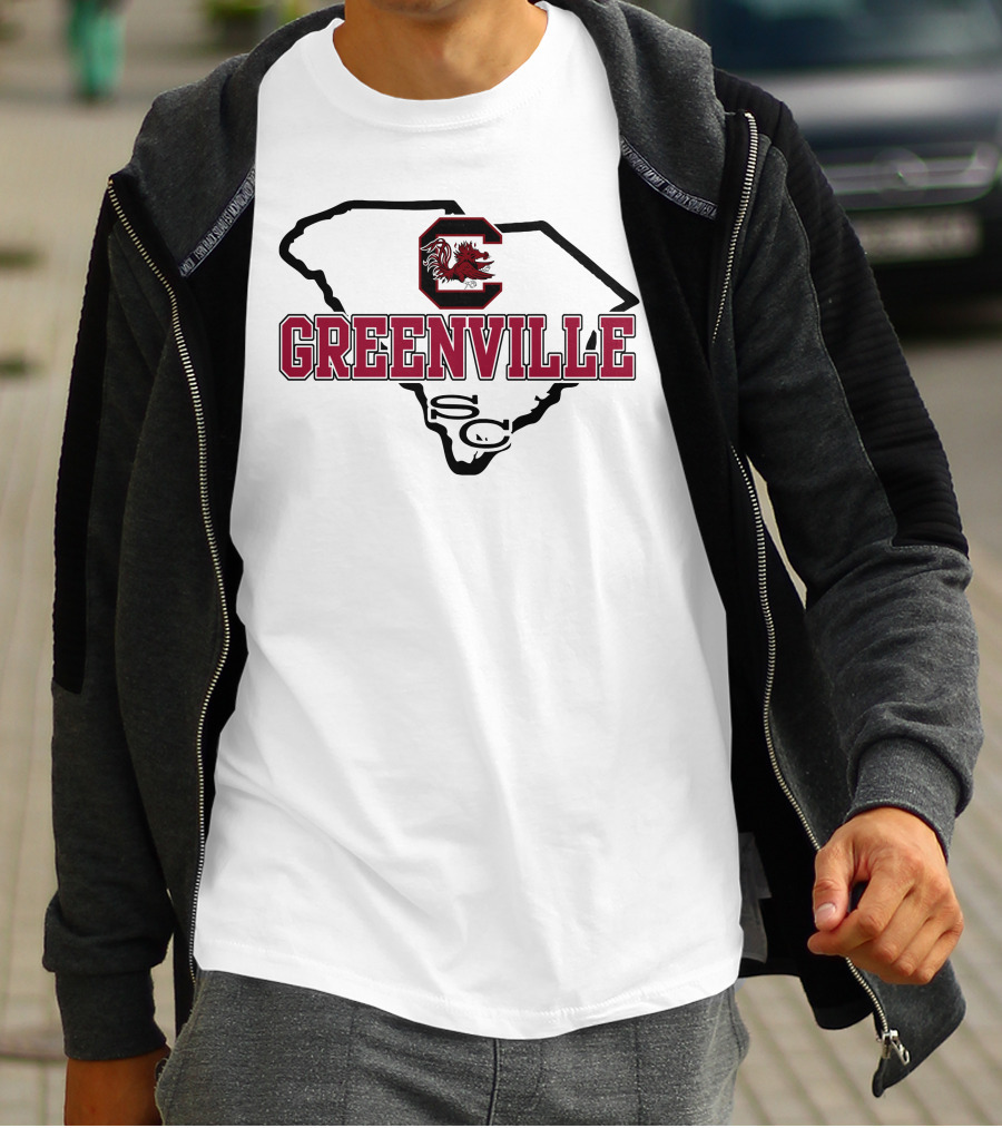 Greenville South Carolina Gamecocks Logo Map T-Shirt