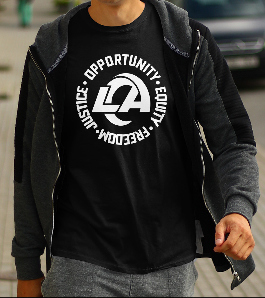 Los Angeles Rams Justice Opportunity Equity Freedom T-Shirt