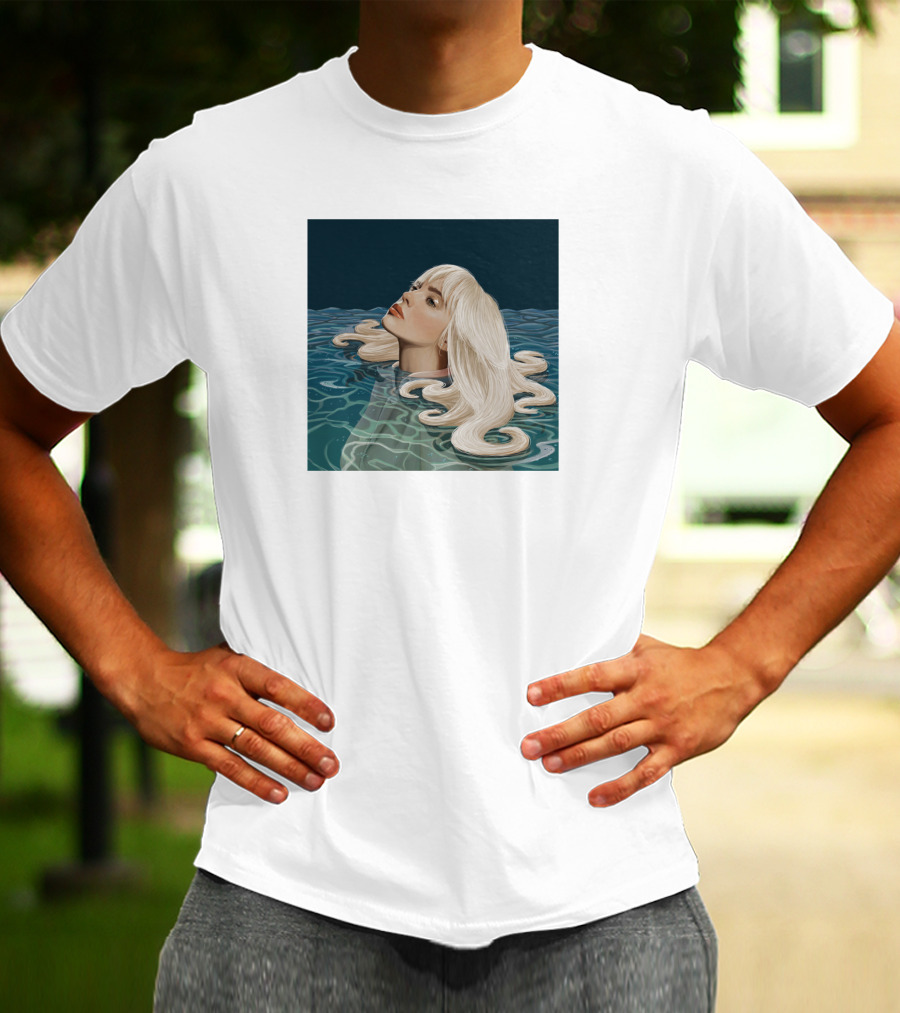 Resurface Feminine Profile Emerging From Water With Flowing Hair T-Shirt
