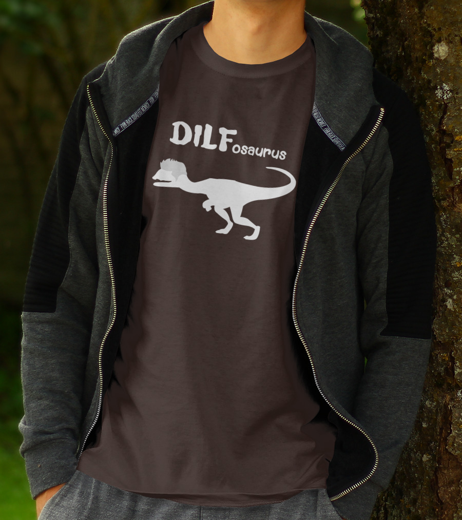 DILFosaurus Dinosaur Silhouette With Hairstyle T-Shirt
