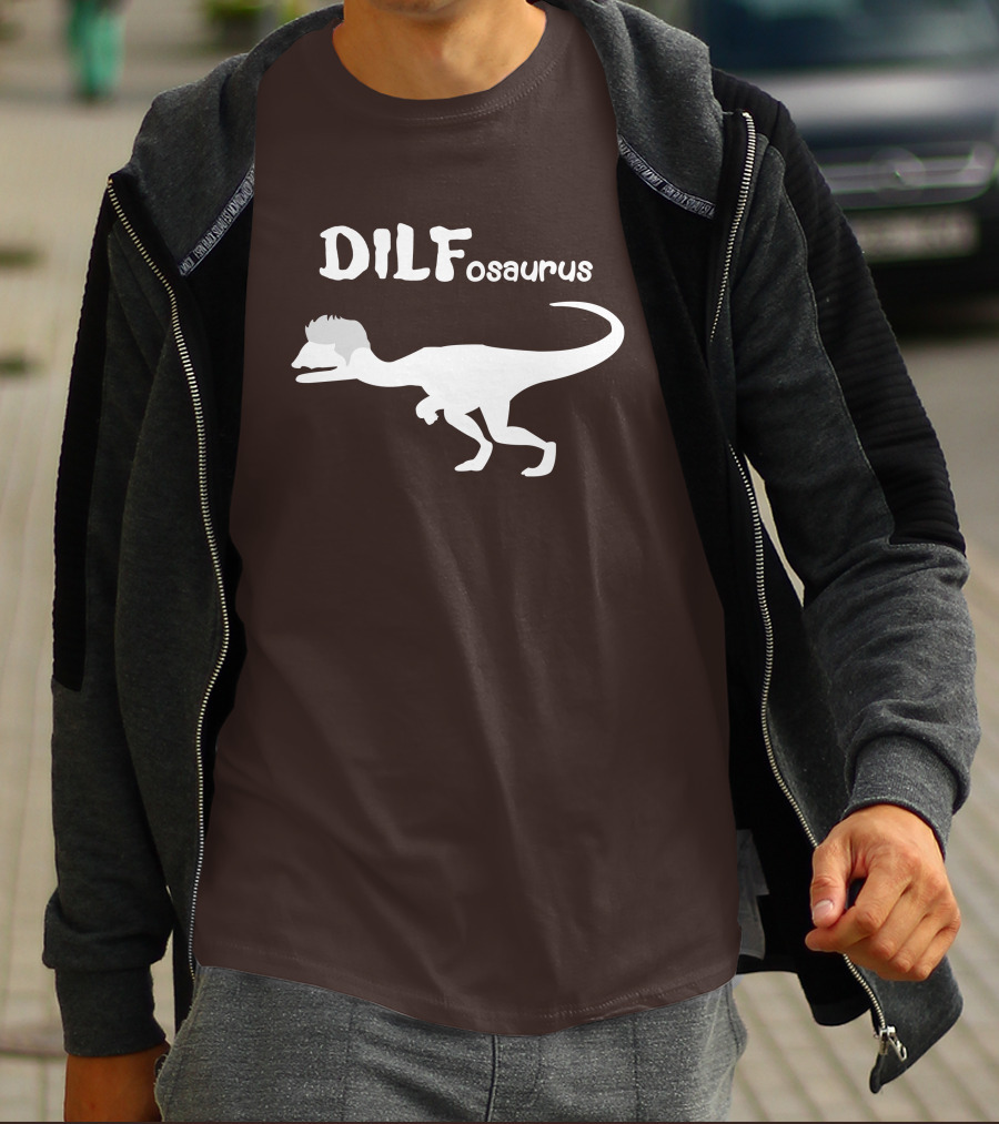 DILFosaurus Dinosaur Silhouette With Hairstyle T-Shirt