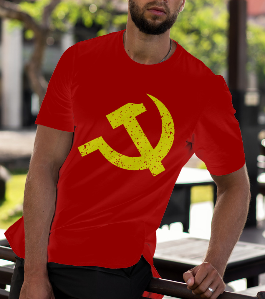 Aaron Spacethug Hammer And Sickle Communist Party Flag T-Shirt
