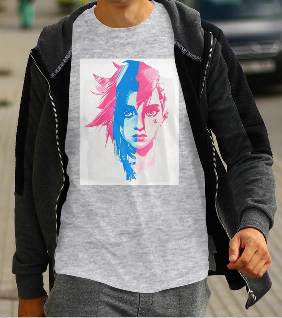 Arcaneshow Vi And Jinx Split Face T-Shirt