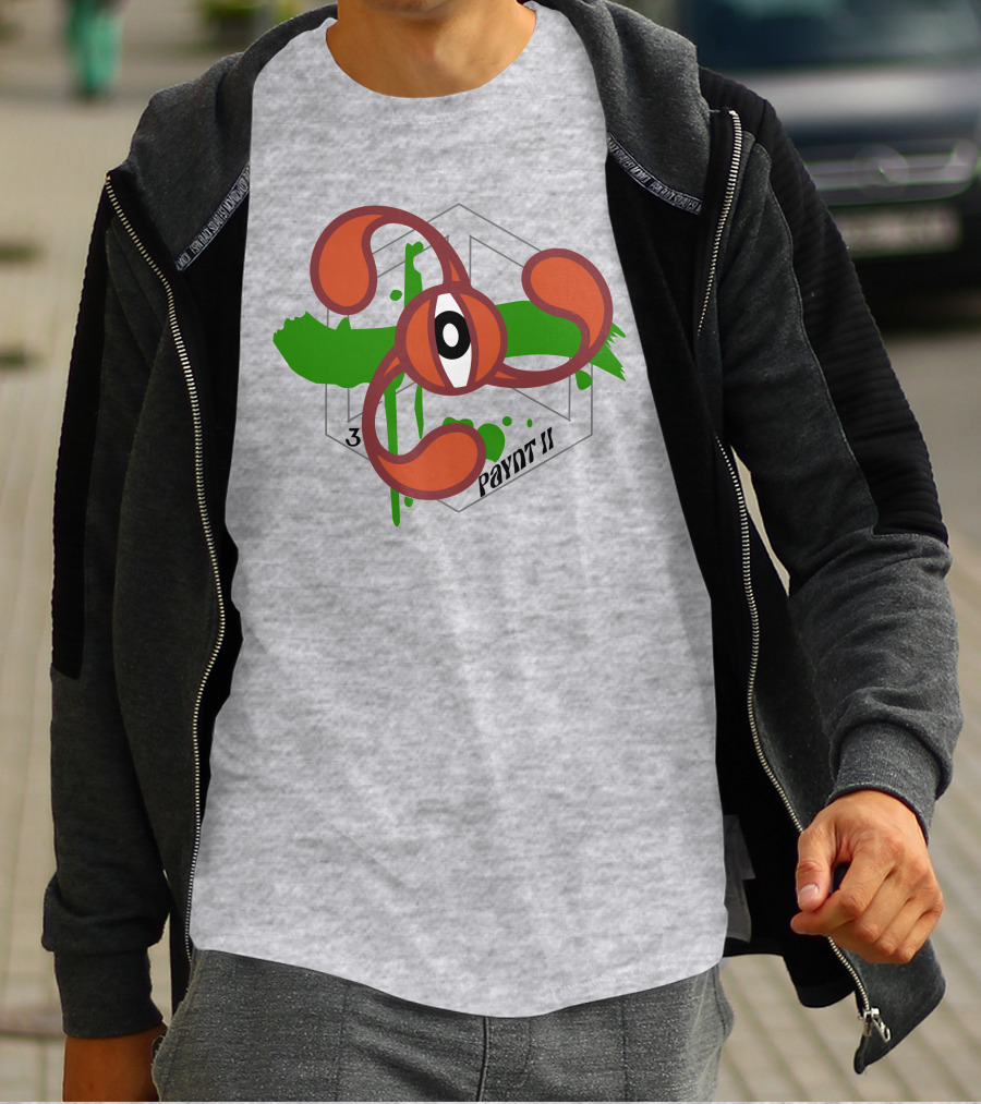 Payntbyzayn 3 Splatter Paynt II Abstract Eyeball Green Brushstroke T-Shirt