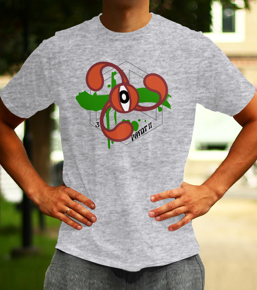 Payntbyzayn 3 Splatter Paynt II Abstract Eyeball Green Brushstroke T-Shirt