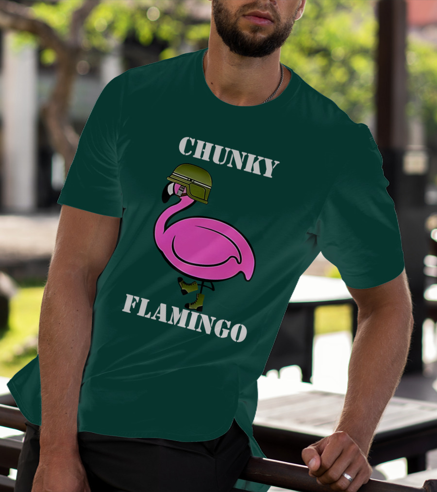 Chunky Flamingo Military Gymlifeanimal Boots Helmet T-Shirt
