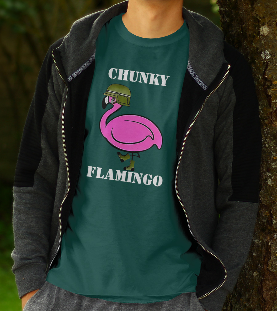 Chunky Flamingo Military Gymlifeanimal Boots Helmet T-Shirt