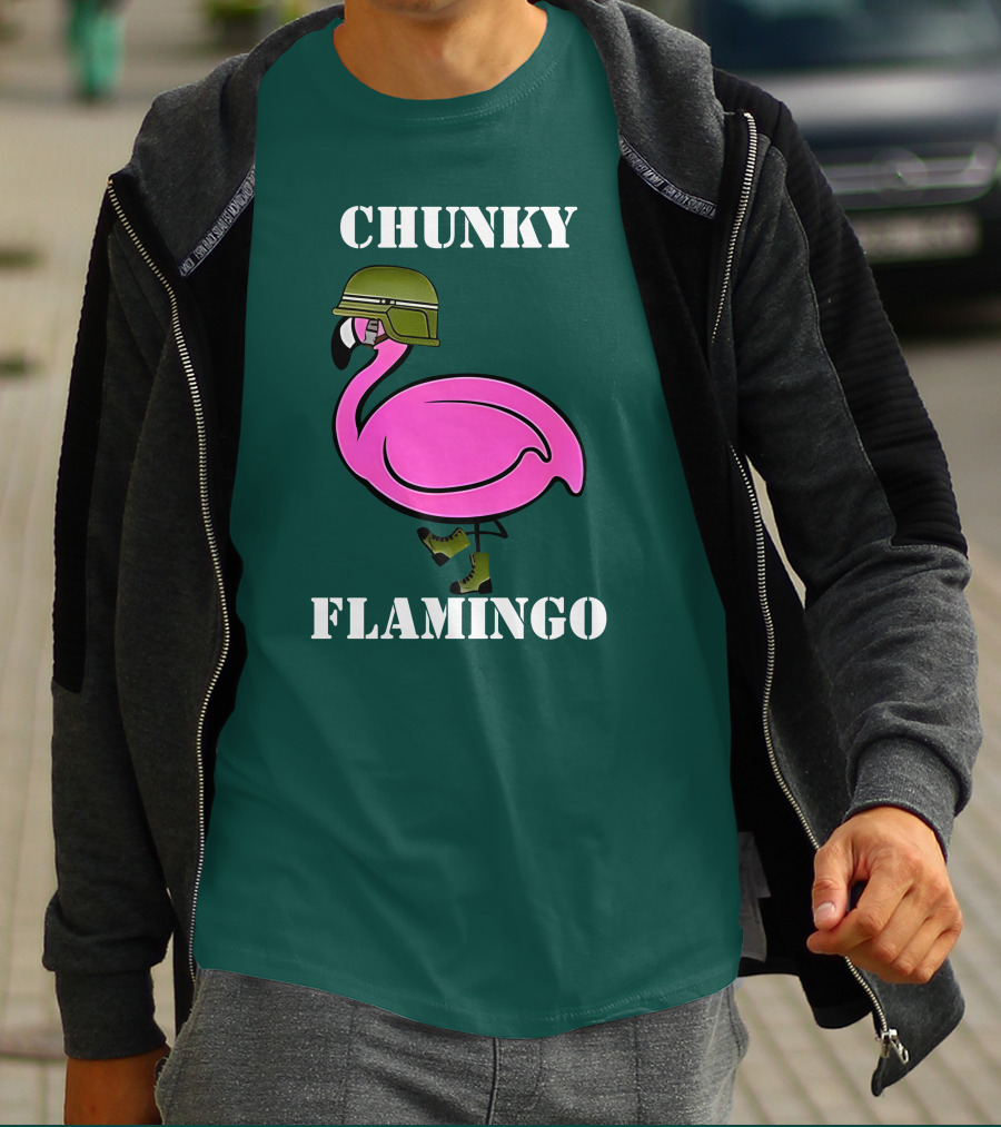 Chunky Flamingo Military Gymlifeanimal Boots Helmet T-Shirt