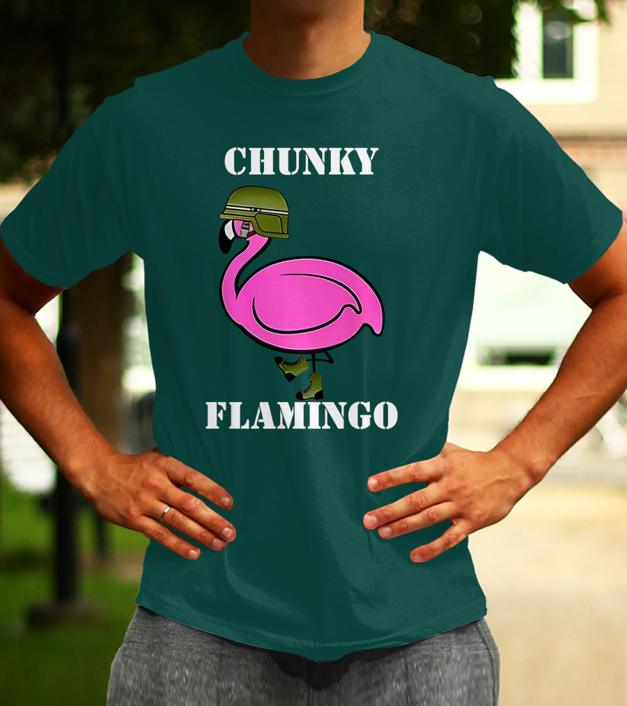 Chunky Flamingo Military Gymlifeanimal Boots Helmet T-Shirt