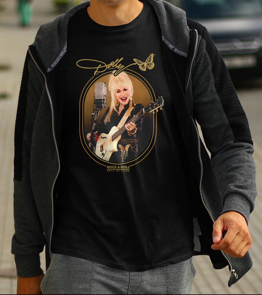 Dolly Parton Rock And Roll Hall Of Fame With Guitar And Microphone T-Shirt