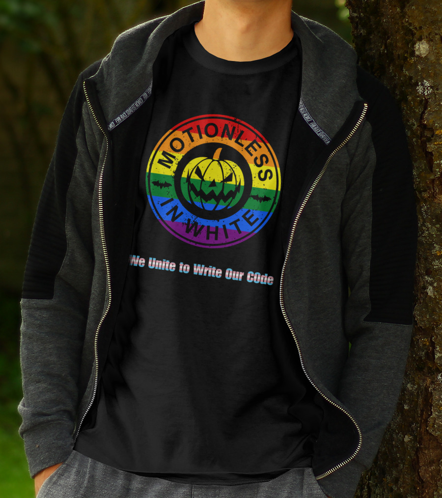 Pride Pumpkin Motionless In White Rainbow We Unite To Write Our Code T-Shirt