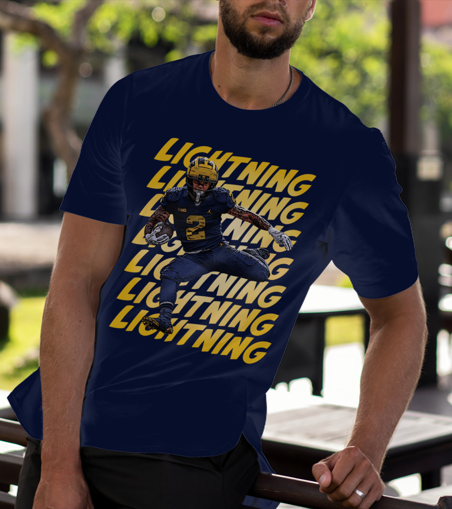 Lightning University Of Michigan Football Blake Corum Valiant Mden Merch T-Shirt
