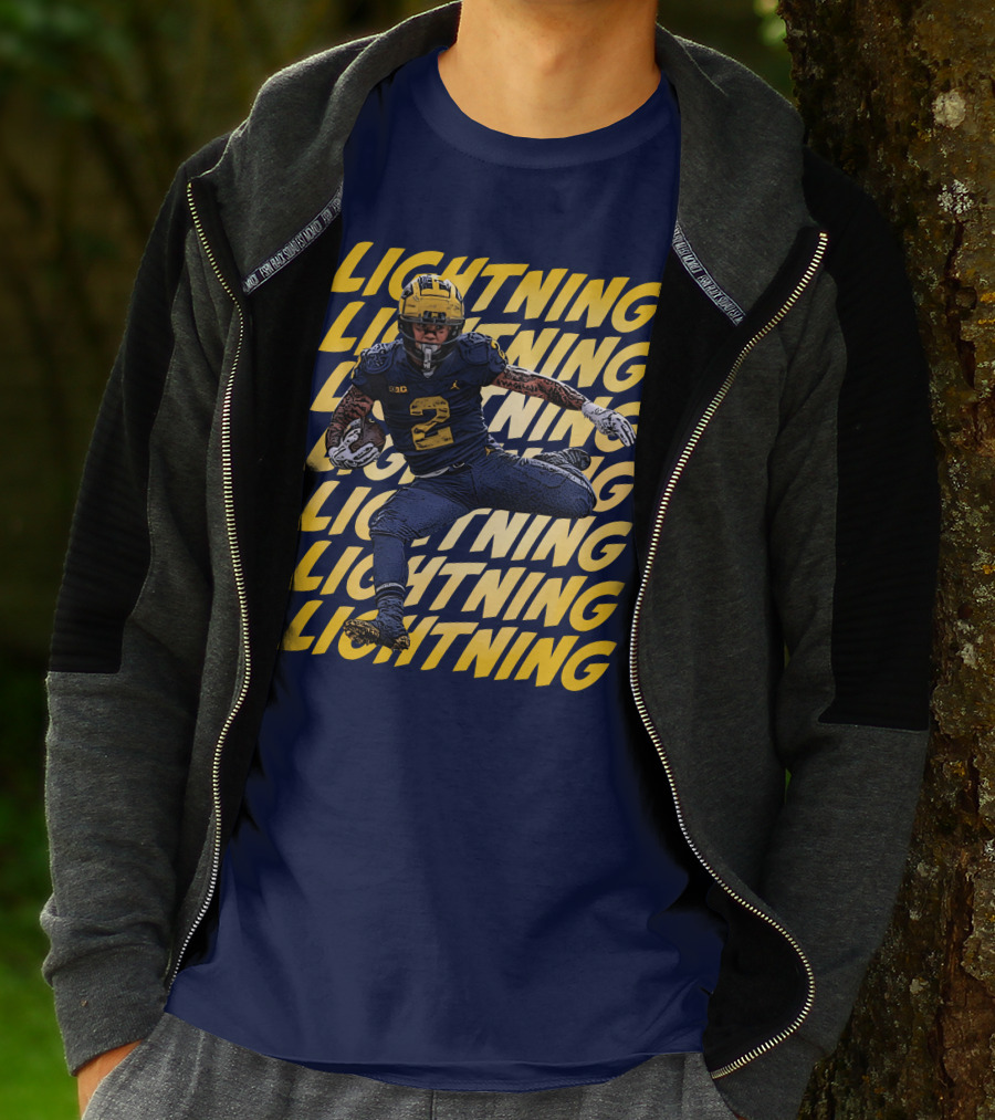 Lightning University Of Michigan Football Blake Corum Valiant Mden Merch T-Shirt